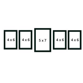 eCraftIndia Memory Wall Collage Photo Frame - Set of 5 Photo Frames for 4 Photos of 4"x6", 1 Photos of 5"x7" 4
