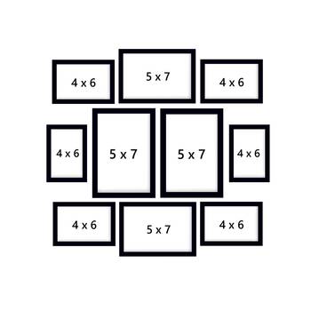 eCraftIndia Memory Wall Collage Photo Frame - Set of 10 Photo Frames for 6 Photos of 4"x6", 4 Photos of 5"x7" 4