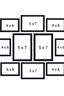 eCraftIndia Memory Wall Collage Photo Frame - Set of 10 Photo Frames for 6 Photos of 4"x6", 4 Photos of 5"x7"