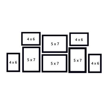 eCraftIndia Memory Wall Collage Photo Frame - Set of 8 Photo Frames for 4 Photos of 5"x 7", 4 Photos of 4"x6" 4