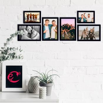 eCraftIndia Memory Wall Collage Photo Frame - Set of 6 Photo Frames for 2 Photos of 4"x6", 4 Photos of 5"x7" 2