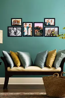 eCraftIndia Memory Wall Collage Photo Frame - Set of 6 Photo Frames for 2 Photos of 4"x6", 4 Photos of 5"x7"