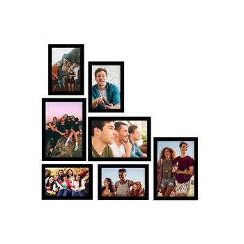 eCraftIndia Memory Wall Collage Photo Frame - Set of 7 Photo Frames for 4 Photos of 4"x6", 3 Photos of 5"x7" 1