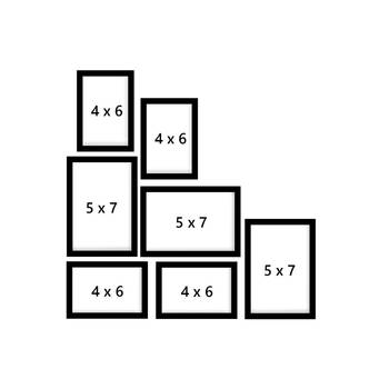 eCraftIndia Memory Wall Collage Photo Frame - Set of 7 Photo Frames for 4 Photos of 4"x6", 3 Photos of 5"x7" 4