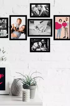 eCraftIndia Memory Wall Collage Photo Frame - Set of 7 Photo Frames for 4 Photos of 4"x6", 3 Photos of 5"x7"