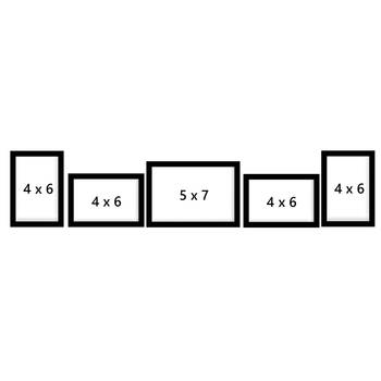 eCraftIndia Memory Wall Collage Photo Frame - Set of 5 Photo Frames for 4 Photos of 4"x6", 1 Photos of 5"x7" 4