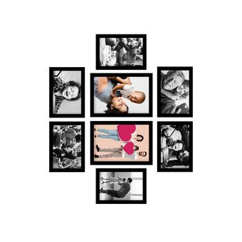 eCraftIndia Memory Wall Collage Photo Frame - Set of 8 Photo Frames for 6 Photos of 4"x6", 2 Photos of 5"x7" 1