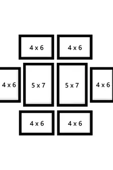 eCraftIndia Memory Wall Collage Photo Frame - Set of 8 Photo Frames for 6 Photos of 4"x6", 2 Photos of 5"x7"