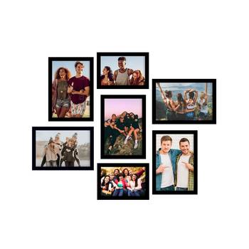 eCraftIndia Memory Wall Collage Photo Frame - Set of 7 Photo Frames for 2 Photos of 4"x6", 5 Photos of 5"x7" 1