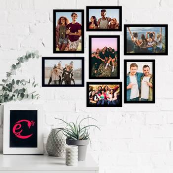 eCraftIndia Memory Wall Collage Photo Frame - Set of 7 Photo Frames for 2 Photos of 4"x6", 5 Photos of 5"x7" 2