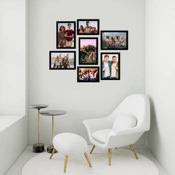 eCraftIndia Memory Wall Collage Photo Frame - Set of 7 Photo Frames for 2 Photos of 4"x6", 5 Photos of 5"x7" 3