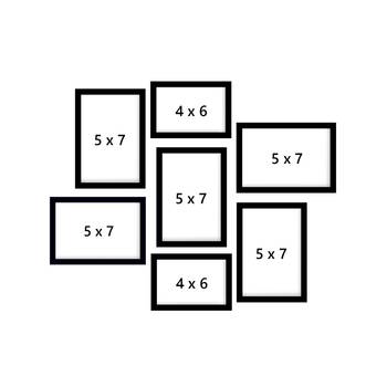 eCraftIndia Memory Wall Collage Photo Frame - Set of 7 Photo Frames for 2 Photos of 4"x6", 5 Photos of 5"x7" 4