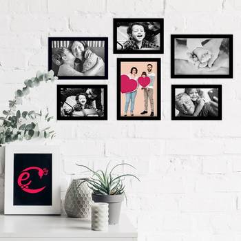 eCraftIndia Memory Wall Collage Photo Frame - Set of 6 Photo Frames for 3 Photos of 4"x6", 3 Photos of 5"x7" 2