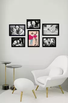 eCraftIndia Memory Wall Collage Photo Frame - Set of 6 Photo Frames for 3 Photos of 4"x6", 3 Photos of 5"x7"