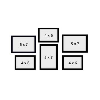 eCraftIndia Memory Wall Collage Photo Frame - Set of 6 Photo Frames for 3 Photos of 4"x6", 3 Photos of 5"x7" 4