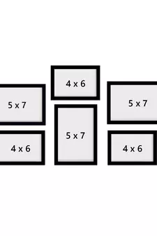 eCraftIndia Memory Wall Collage Photo Frame - Set of 6 Photo Frames for 3 Photos of 4"x6", 3 Photos of 5"x7"