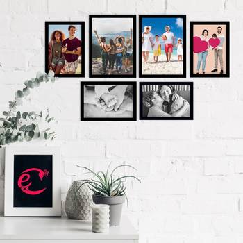 eCraftIndia Memory Wall Collage Photo Frame - Set of 6 Photo Frames for 4 Photos of 5"x7", 2 Photos of 6"x8" 2