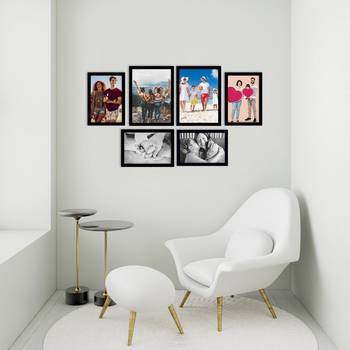 eCraftIndia Memory Wall Collage Photo Frame - Set of 6 Photo Frames for 4 Photos of 5"x7", 2 Photos of 6"x8" 3