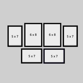 eCraftIndia Memory Wall Collage Photo Frame - Set of 6 Photo Frames for 4 Photos of 5"x7", 2 Photos of 6"x8" 4