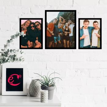 eCraftIndia Memory Wall Collage Photo Frame - Set of 3 Photo Frames for 2 Photos of 6"x8", 1 Photos of 8"x10" 2