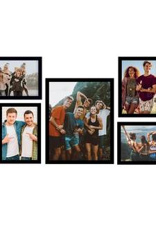 eCraftIndia Memory Wall Collage Photo Frame - Set of 5 Photo Frames for 4 Photos of 5"x7", 1 Photos of 8"x10"