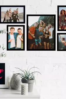 eCraftIndia Memory Wall Collage Photo Frame - Set of 5 Photo Frames for 4 Photos of 5"x7", 1 Photos of 8"x10"