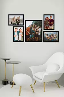eCraftIndia Memory Wall Collage Photo Frame - Set of 5 Photo Frames for 4 Photos of 5"x7", 1 Photos of 8"x10"