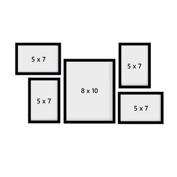 eCraftIndia Memory Wall Collage Photo Frame - Set of 5 Photo Frames for 4 Photos of 5"x7", 1 Photos of 8"x10" 4