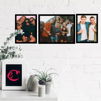 eCraftIndia Memory Wall Collage Photo Frame - Set of 3 Photo Frames for 2 Photos of 6"x8", 1 Photos of 8"x10" 2