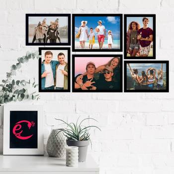 eCraftIndia Memory Wall Collage Photo Frame - Set of 6 Photo Frames for 4 Photos of 5"x7", 2 Photos of 6"x8" 2