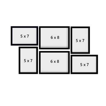 eCraftIndia Memory Wall Collage Photo Frame - Set of 6 Photo Frames for 4 Photos of 5"x7", 2 Photos of 6"x8" 4