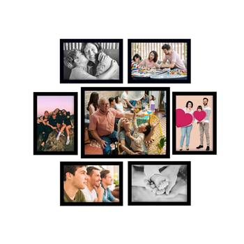eCraftIndia Memory Wall Collage Photo Frame - Set of 7 Photo Frames for 6 Photos of 5"x7", 1 Photos of 8"x10" 1