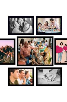 eCraftIndia Memory Wall Collage Photo Frame - Set of 7 Photo Frames for 6 Photos of 5"x7", 1 Photos of 8"x10"