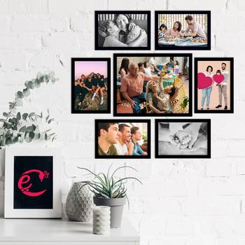 eCraftIndia Memory Wall Collage Photo Frame - Set of 7 Photo Frames for 6 Photos of 5"x7", 1 Photos of 8"x10" 2
