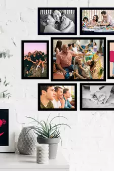 eCraftIndia Memory Wall Collage Photo Frame - Set of 7 Photo Frames for 6 Photos of 5"x7", 1 Photos of 8"x10"