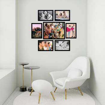 eCraftIndia Memory Wall Collage Photo Frame - Set of 7 Photo Frames for 6 Photos of 5"x7", 1 Photos of 8"x10" 3