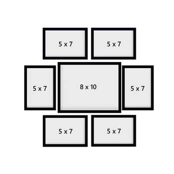 eCraftIndia Memory Wall Collage Photo Frame - Set of 7 Photo Frames for 6 Photos of 5"x7", 1 Photos of 8"x10" 4