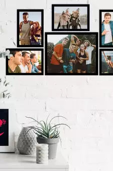 eCraftIndia Memory Wall Collage Photo Frame - Set of 6 Photo Frames for 5 Photos of 5"x7", 1 Photos of 8"x10"