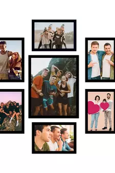eCraftIndia Memory Wall Collage Photo Frame - Set of 7 Photo Frames for 6 Photos of 5"x7", 1 Photos of 8"x10"