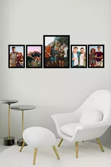 eCraftIndia Memory Wall Collage Photo Frame - Set of 5 Photo Frames for 4 Photos of 5"x7", 1 Photos of 8"x10"