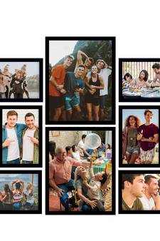 eCraftIndia Memory Wall Collage Photo Frame - Set of 8 Photo Frames for 6 Photos of 5"x7", 2 Photos of 8"x10"