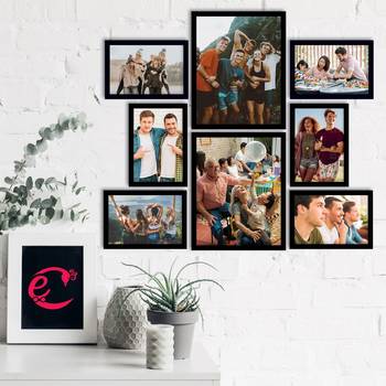 eCraftIndia Memory Wall Collage Photo Frame - Set of 8 Photo Frames for 6 Photos of 5"x7", 2 Photos of 8"x10" 2