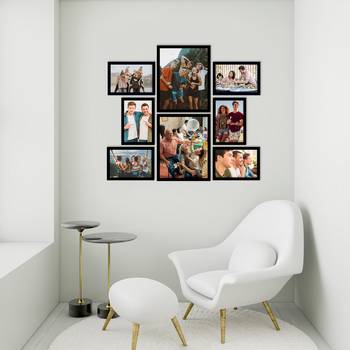 eCraftIndia Memory Wall Collage Photo Frame - Set of 8 Photo Frames for 6 Photos of 5"x7", 2 Photos of 8"x10" 3