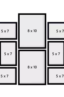 eCraftIndia Memory Wall Collage Photo Frame - Set of 8 Photo Frames for 6 Photos of 5"x7", 2 Photos of 8"x10"