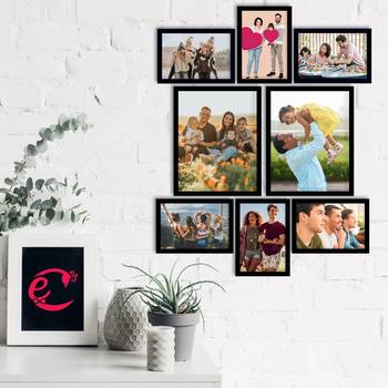 eCraftIndia Memory Wall Collage Photo Frame - Set of 8 Photo Frames for 6 Photos of 5"x7", 2 Photos of 8"x10" 2