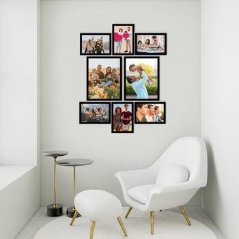 eCraftIndia Memory Wall Collage Photo Frame - Set of 8 Photo Frames for 6 Photos of 5"x7", 2 Photos of 8"x10" 3