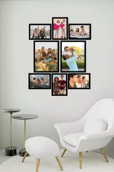 eCraftIndia Memory Wall Collage Photo Frame - Set of 8 Photo Frames for 6 Photos of 5"x7", 2 Photos of 8"x10"