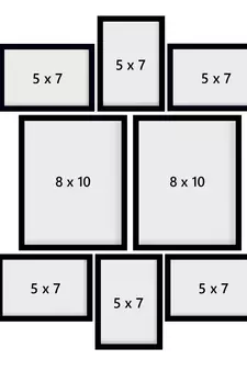 eCraftIndia Memory Wall Collage Photo Frame - Set of 8 Photo Frames for 6 Photos of 5"x7", 2 Photos of 8"x10"