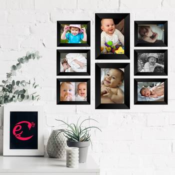 eCraftIndia Memory Wall Collage Photo Frame - Set of 8 Photo Frames for 6 Photos of 4"x6", 2 Photos of 5"x7" 2