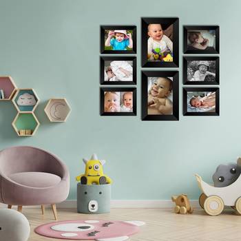 eCraftIndia Memory Wall Collage Photo Frame - Set of 8 Photo Frames for 6 Photos of 4"x6", 2 Photos of 5"x7" 3
